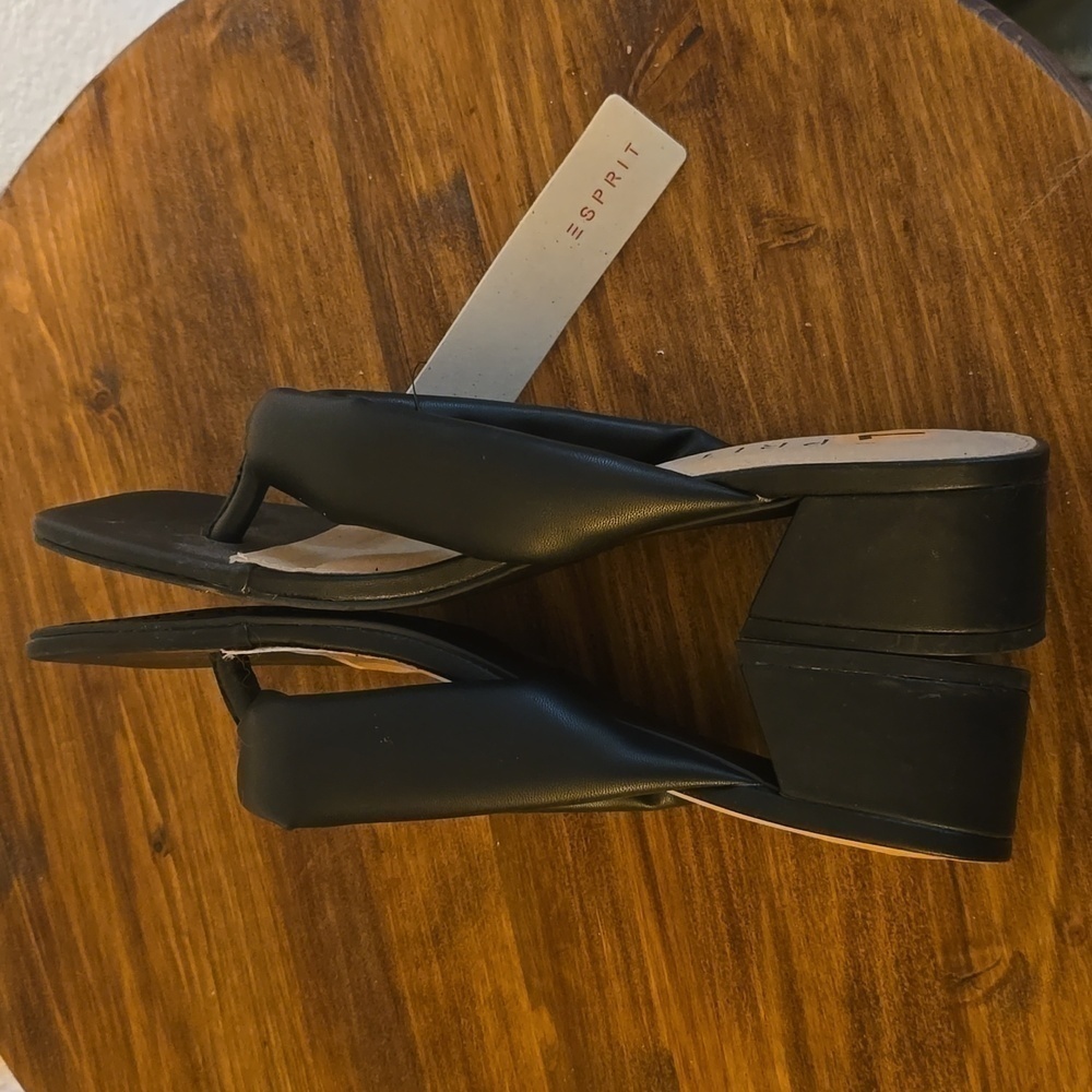 Esprit| Womens Black Square Toe Slip On Heel Slides Careerwear Thongs Sz.8.5 - Picture 7 of 11